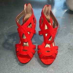 Red Strappy Women's Heels